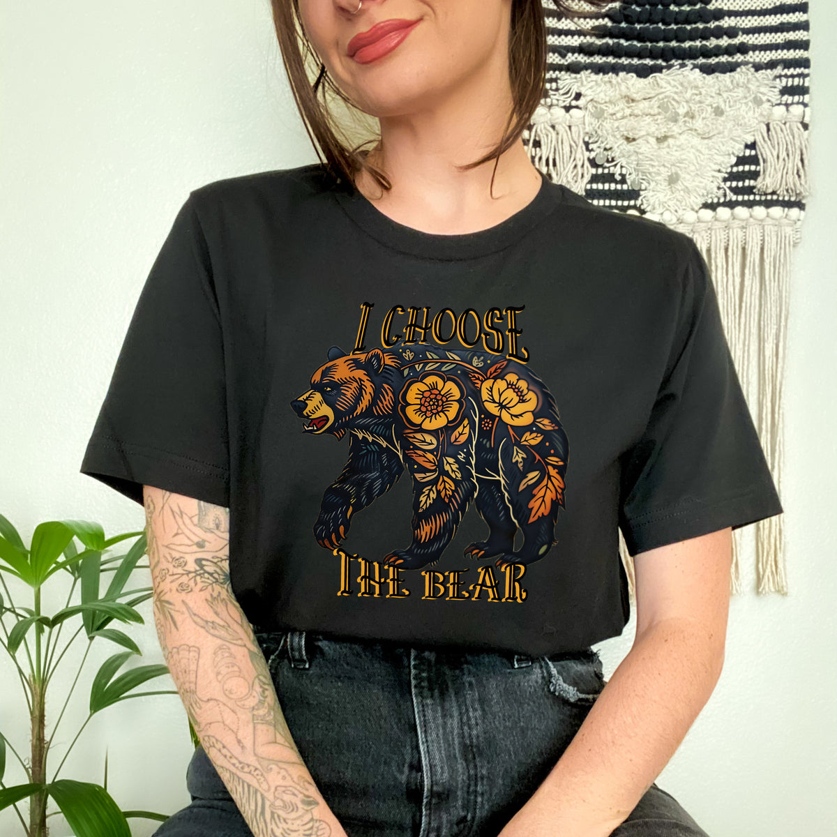 I Choose The Bear graphic shirt featuring Feminist & Women’s Empowerment Tattoo Art