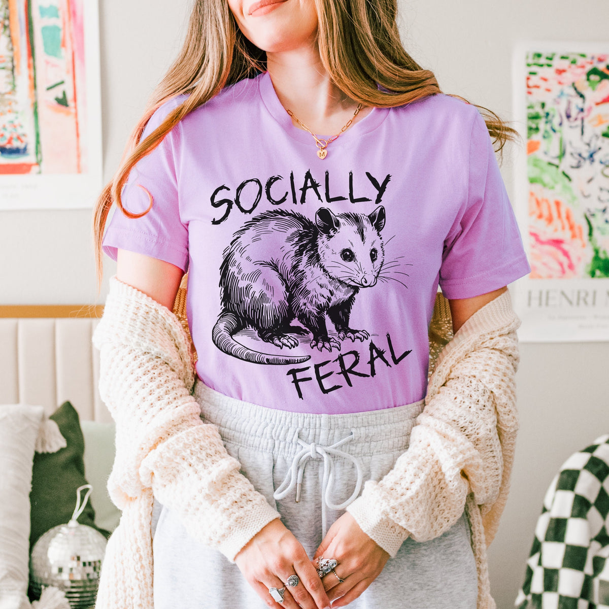 Socially Feral Graphic graphic shirt featuring Retro Possum Feral Tee & Mental Health