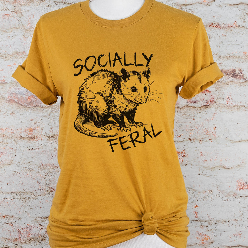 Socially Feral Graphic graphic shirt featuring Retro Possum Feral Tee & Mental Health