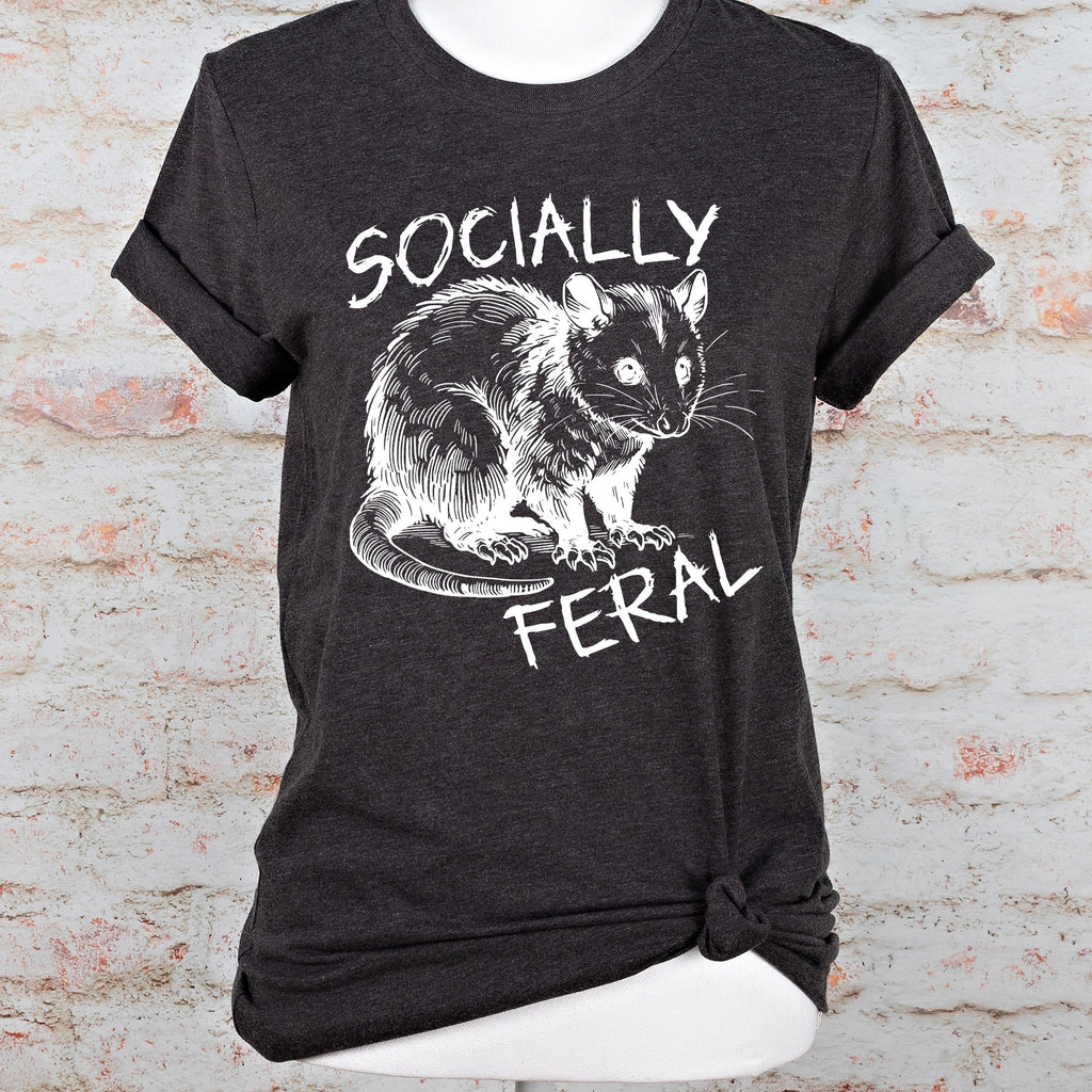 Socially Feral Graphic graphic shirt featuring Retro Possum Feral Tee & Mental Health