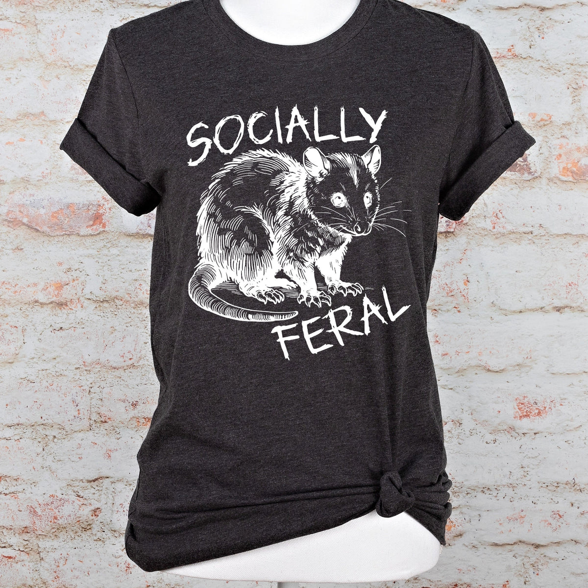 Socially Feral Graphic graphic shirt featuring Retro Possum Feral Tee & Mental Health