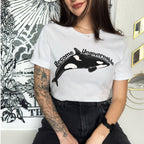 Become Ungovernable Orca graphic shirt featuring Killer Whale Anarchist & Feminist Graphic