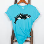 Become Ungovernable Orca graphic shirt featuring Killer Whale Anarchist & Feminist Graphic