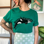 Become Ungovernable Orca graphic shirt featuring Killer Whale Anarchist & Feminist Graphic