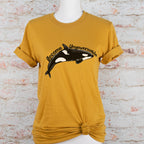 Become Ungovernable Orca graphic shirt featuring Killer Whale Anarchist & Feminist Graphic