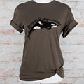 Become Ungovernable Orca graphic shirt featuring Killer Whale Anarchist & Feminist Graphic in Army