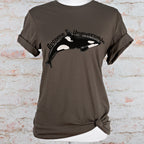 Become Ungovernable Orca graphic shirt featuring Killer Whale Anarchist & Feminist Graphic in Army