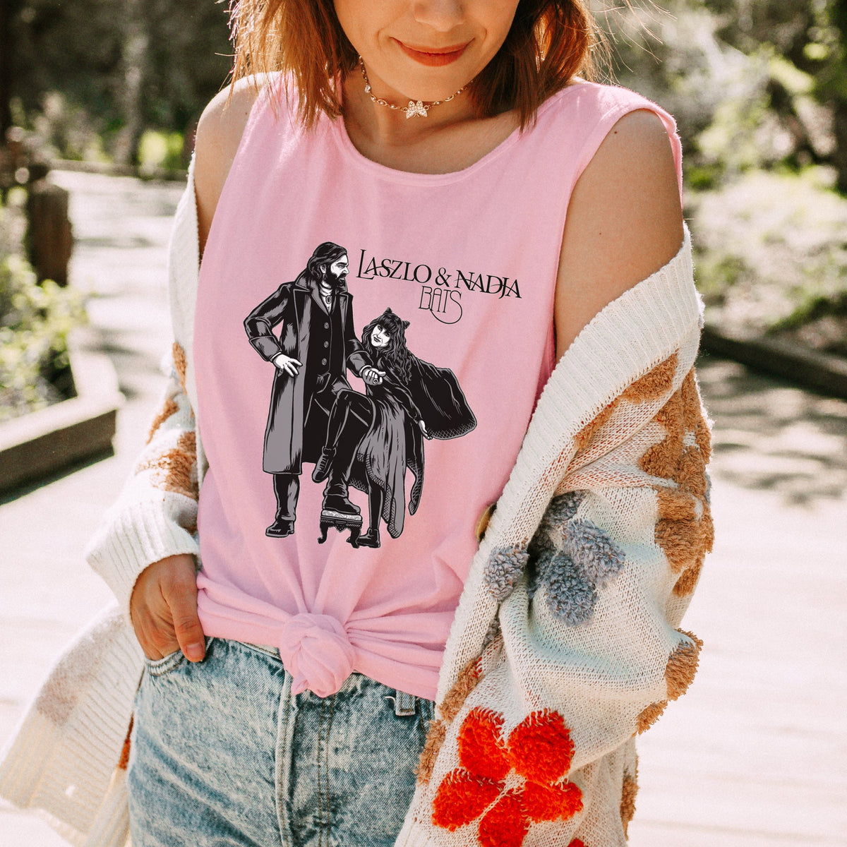 What We Do in the Shadows graphic tank top featuring Laszlo & Nadja Vampire Comedy Graphic Shirt