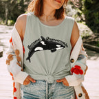 Become Ungovernable Orca Garment-Dyed graphic tank top featuring Killer Whale Anarchist & Feminist Graphic