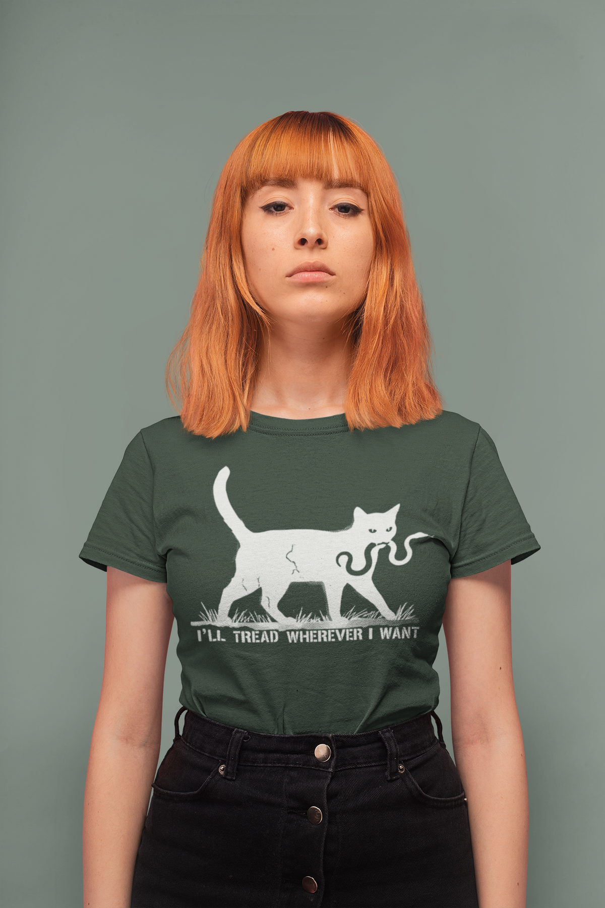 Ill Tread Wherever I Want graphic shirt featuring Black Cat Snake Graphic Tee Witchy Feminist