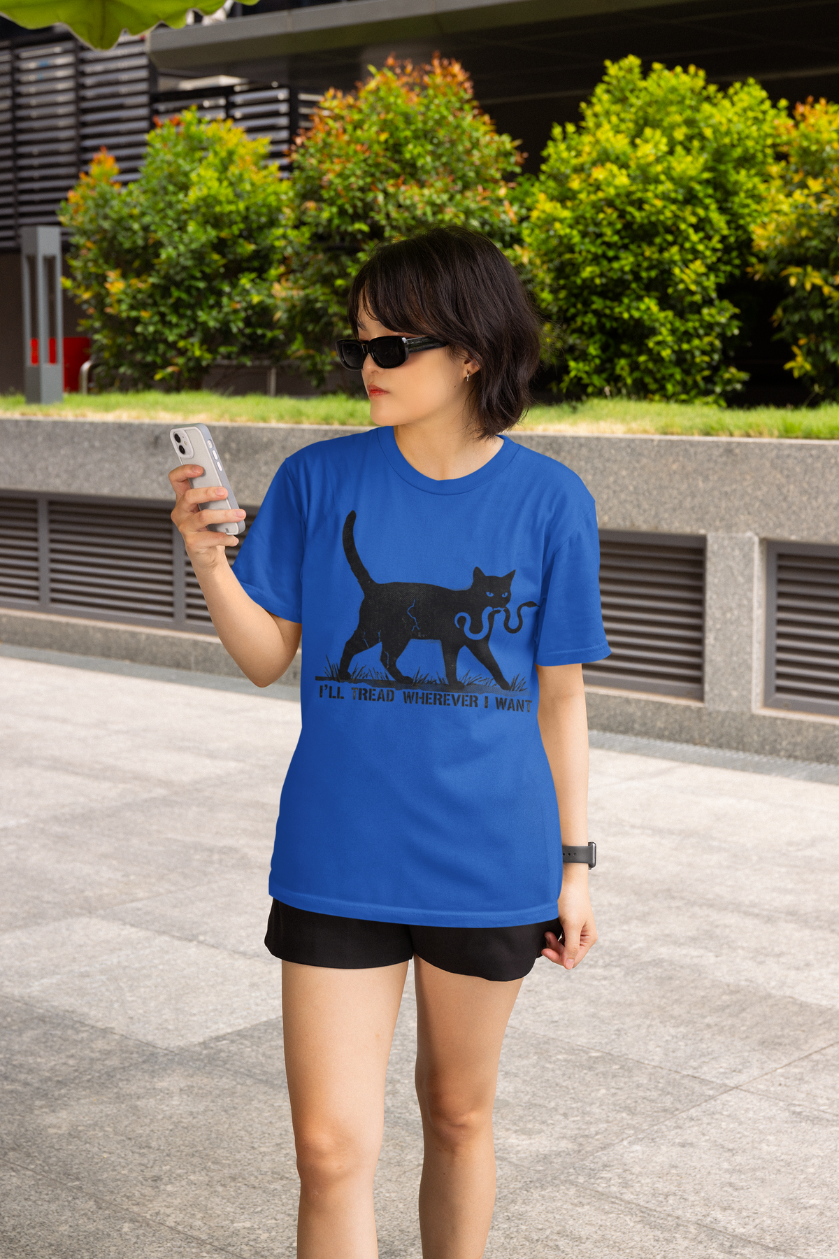 Ill Tread Wherever I Want graphic shirt featuring Black Cat Snake Graphic Tee Witchy Feminist