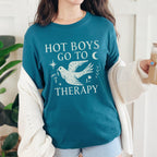 Hot Boys Go To Therapy graphic shirt featuring Mental Health Tee & Healing Humor