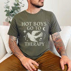 Hot Boys Go To Therapy graphic shirt featuring Mental Health Tee & Healing Humor