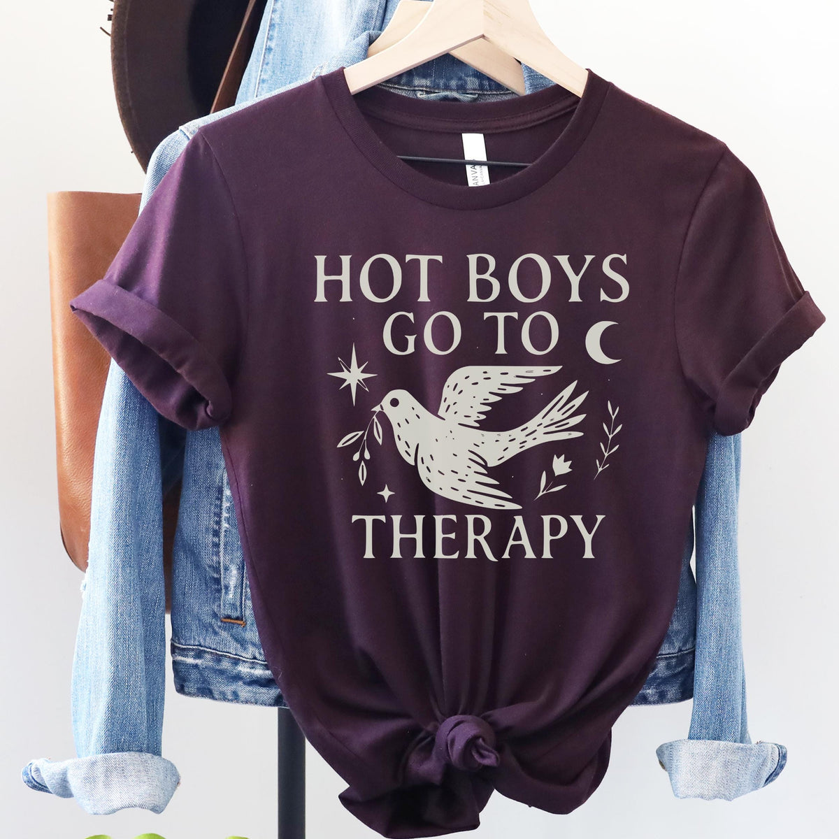 Hot Boys Go To Therapy graphic shirt featuring Mental Health Tee & Healing Humor