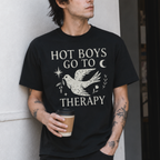 Hot Boys Go To Therapy graphic shirt featuring Mental Health Tee & Healing Humor in Army