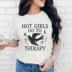 Hot Girls Go To Therapy graphic shirt featuring Feminist Mental Health Tee, Funny for Her