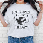 Hot Girls Go To Therapy graphic shirt featuring Feminist Mental Health Tee, Funny for Her