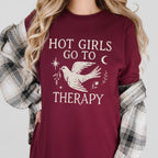 Hot Girls Go To Therapy graphic shirt featuring Feminist Mental Health Tee, Funny for Her