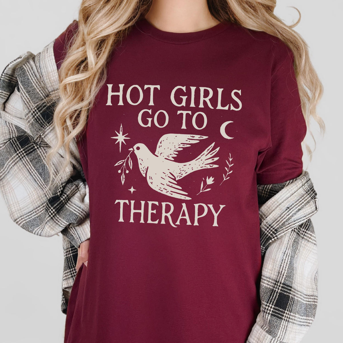 Hot Girls Go To Therapy graphic shirt featuring Feminist Mental Health Tee, Funny for Her