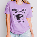 Hot Girls Go To Therapy graphic shirt featuring Feminist Mental Health Tee, Funny for Her
