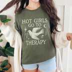 Hot Girls Go To Therapy graphic shirt featuring Feminist Mental Health Tee, Funny for Her