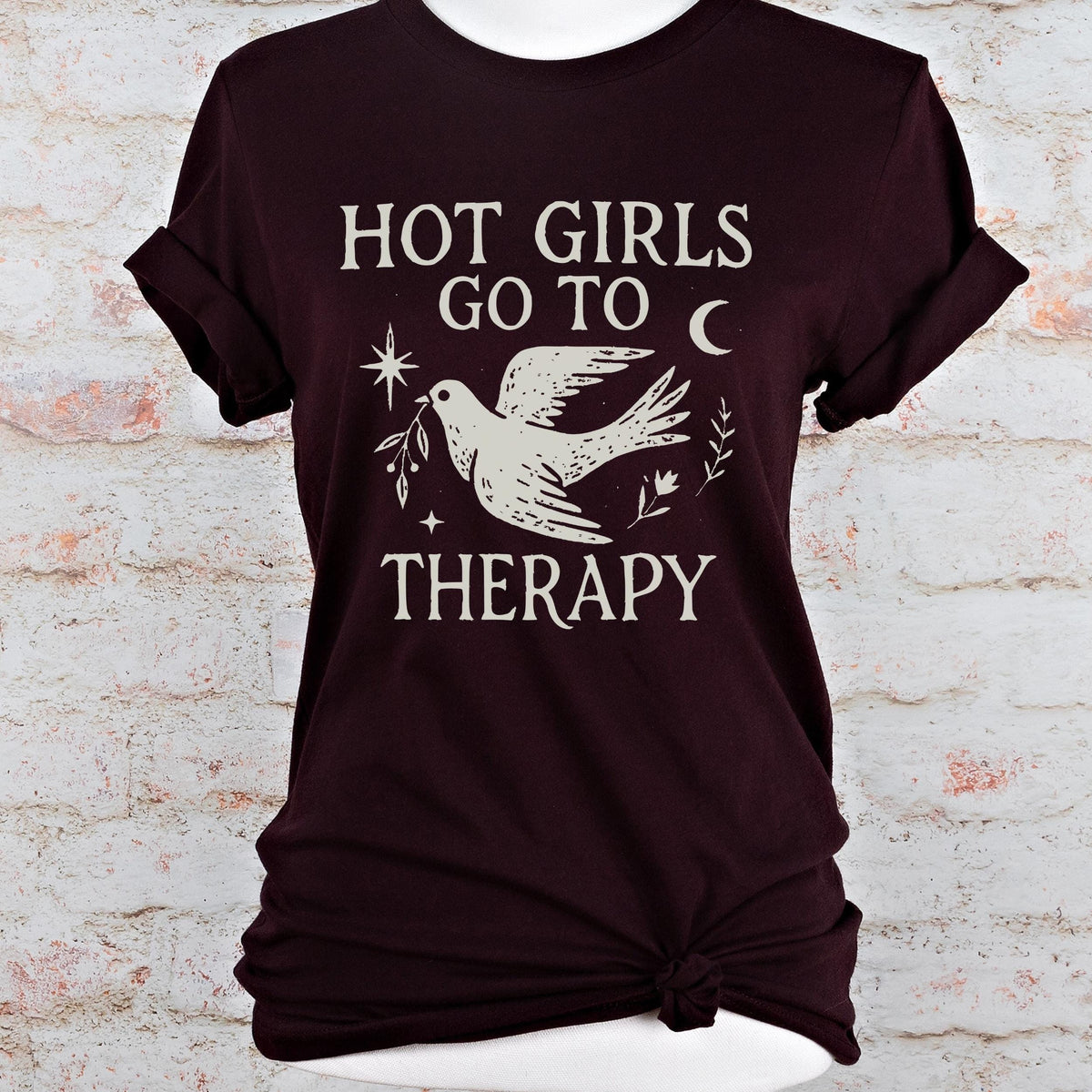 Hot Girls Go To Therapy graphic shirt featuring Feminist Mental Health Tee, Funny for Her
