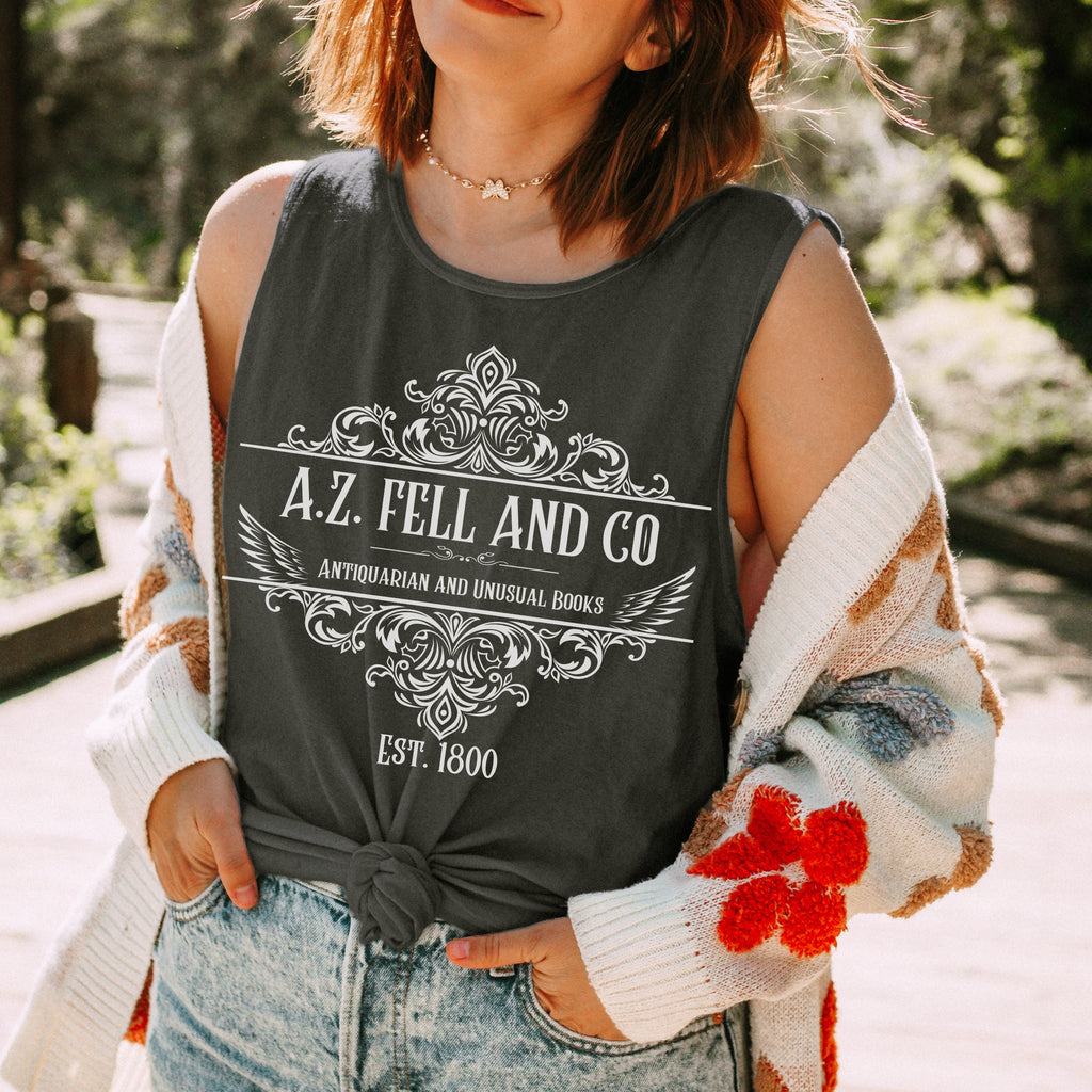 Good Omens Inspired A.Z. Fell Bookshop graphic tank top