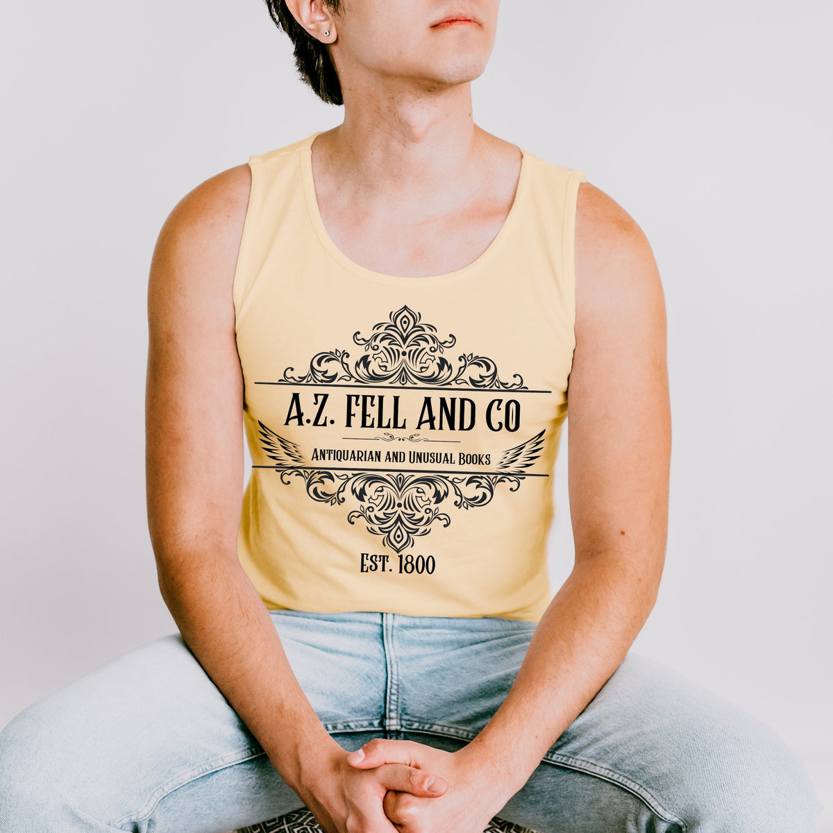 Good Omens Inspired A.Z. Fell Bookshop graphic tank top