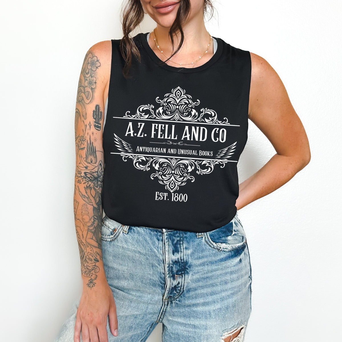 Good Omens Inspired A.Z. Fell Bookshop graphic tank top