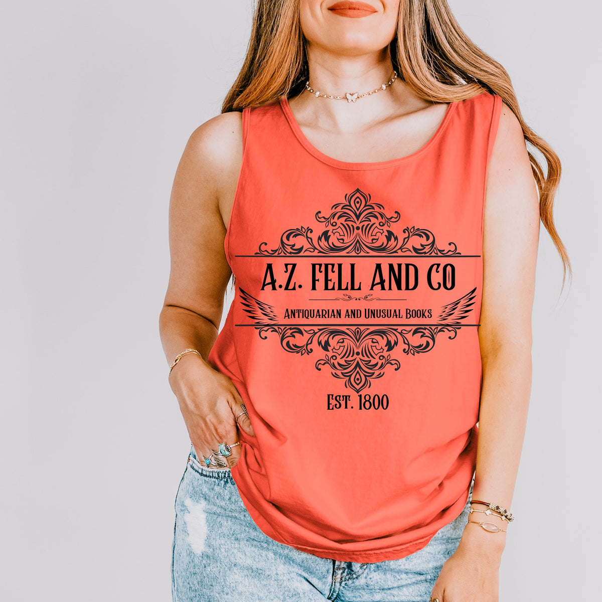 Good Omens Inspired A.Z. Fell Bookshop graphic tank top