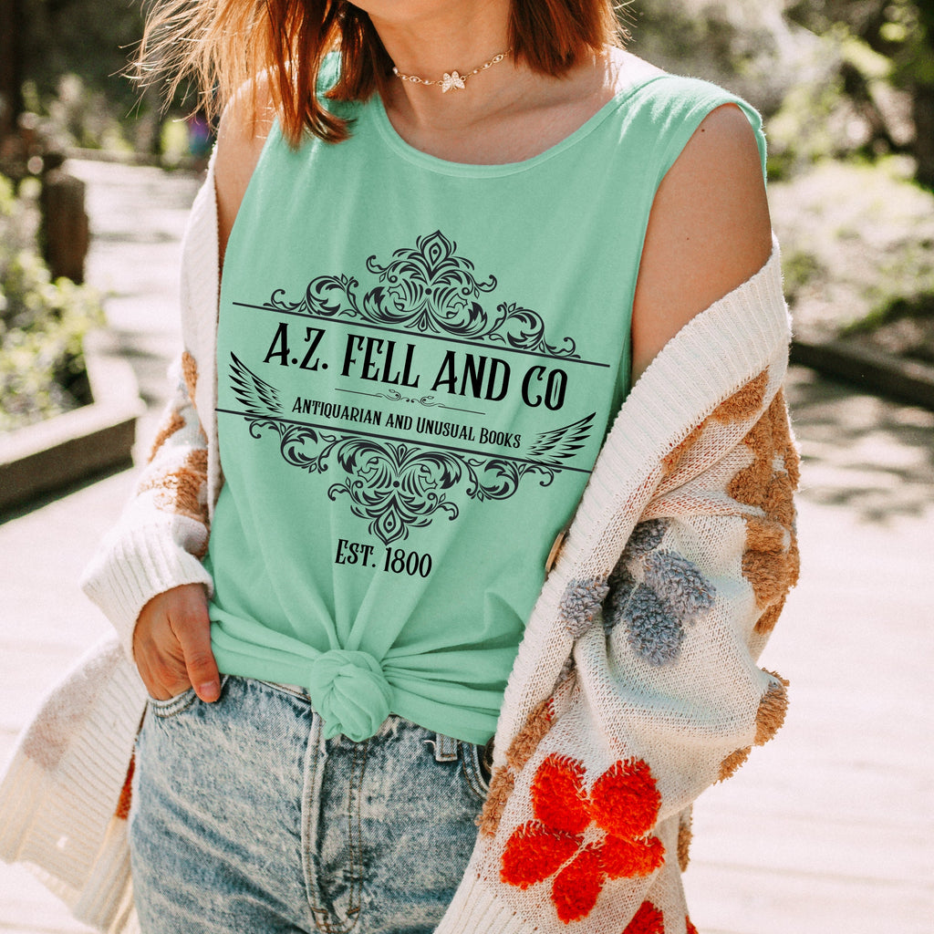 Good Omens Inspired A.Z. Fell Bookshop graphic tank top