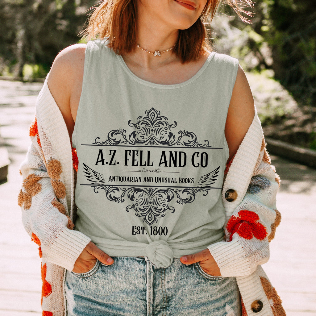 Good Omens Inspired A.Z. Fell Bookshop graphic tank top