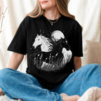 Moonlit Wild Horse graphic shirt featuring Dreamy Night Sky Stallion Shirt