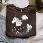 Moonlit Wild Horse graphic shirt featuring Dreamy Night Sky Stallion Shirt