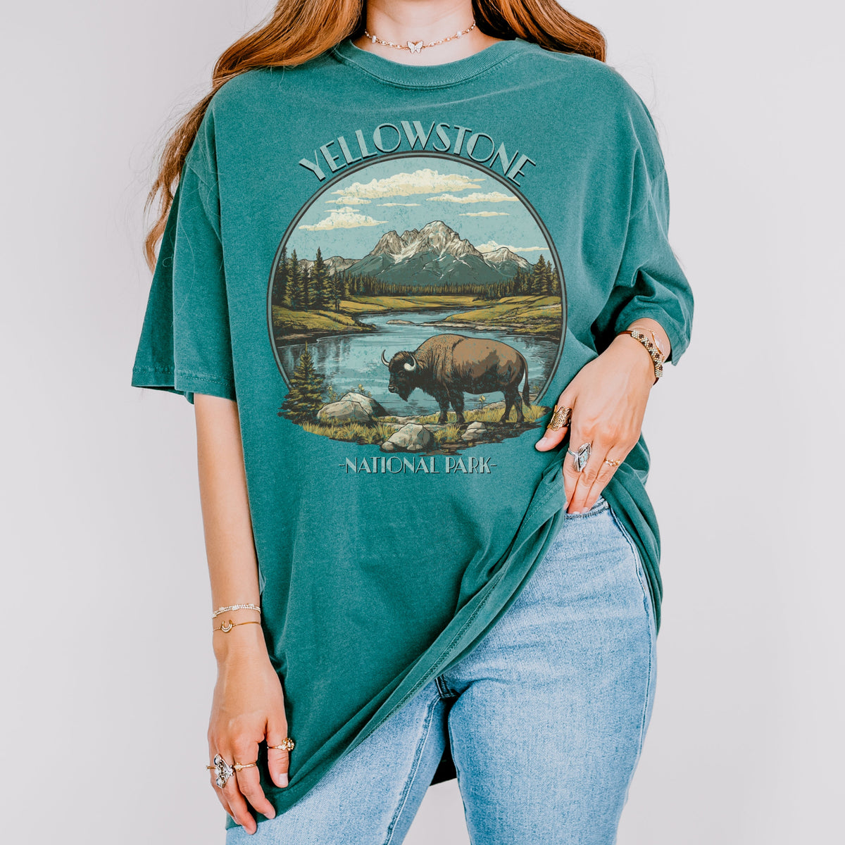 Yellowstone National Park graphic shirt featuring Vintage Bison Scenic Tee