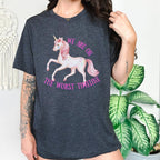 We Are on the Worst Timeline graphic shirt featuring Sad Unicorn Funny Graphic Tee