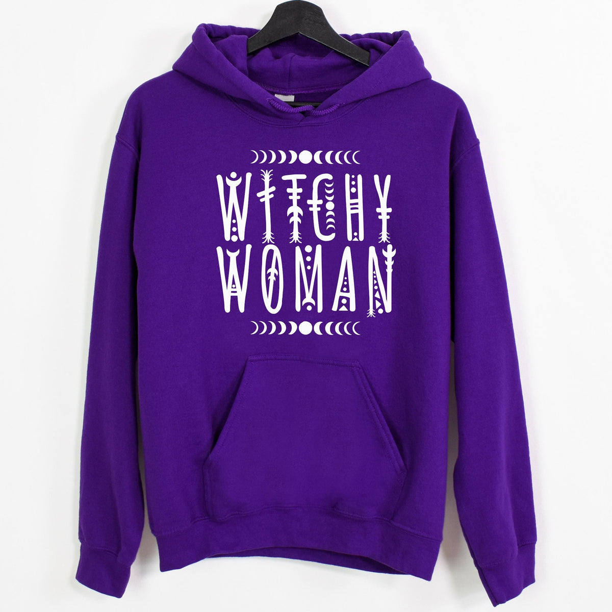 Witchy Woman graphic hoodie featuring Celestial Moon Phase Witch Graphic