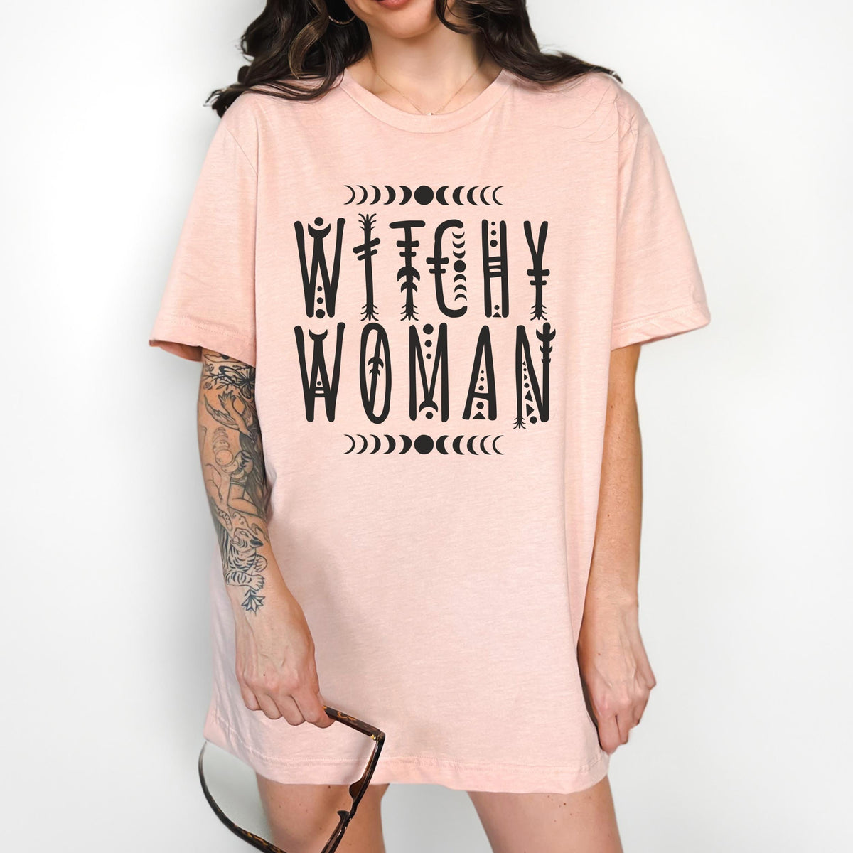 Witchy Woman graphic shirt featuring Moon Phase Celestial Graphic Tee