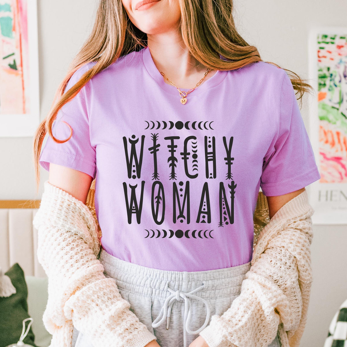 Witchy Woman graphic shirt featuring Moon Phase Celestial Graphic Tee