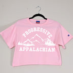 Progressive Appalachian Crop Top graphic shirt featuring Mountain Graphic Champion Tee