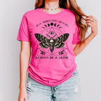 Always Be a Lilith graphic shirt featuring Feminist Witchy Moth Graphic Tee