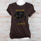 Fight the Rich Not Each Other graphic shirt featuring Anti-Oligarchy Wolf Graphic Tee
