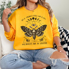 Always Be a Lilith graphic sweatshirt featuring Feminist Witchy Moth Crewneck
