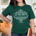 A.Z. Fell and Co graphic shirt featuring Good Omens Aziraphale Bookshop Graphic Tee
