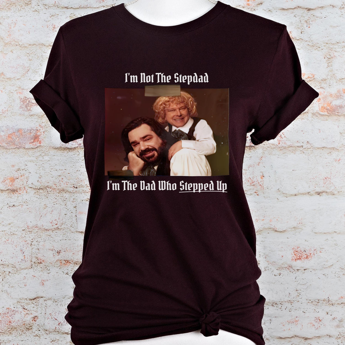 Laszlo & Baby Colin Robinson graphic shirt featuring What We Do in the Shadows Stepdad Tee