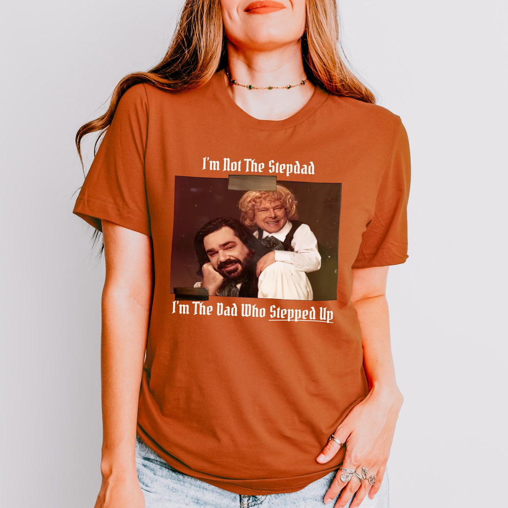 Laszlo & Baby Colin Robinson graphic shirt featuring What We Do in the Shadows Stepdad Tee