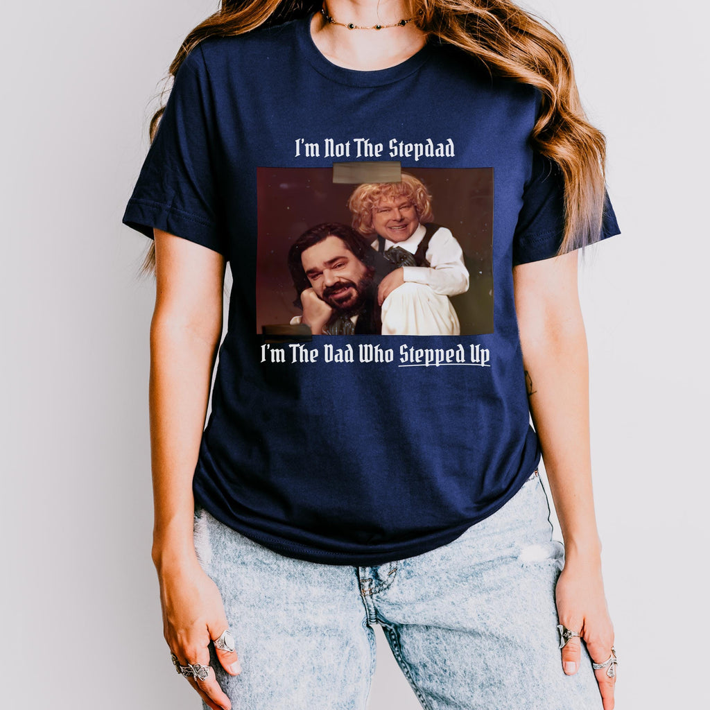 Laszlo & Baby Colin Robinson graphic shirt featuring What We Do in the Shadows Stepdad Tee