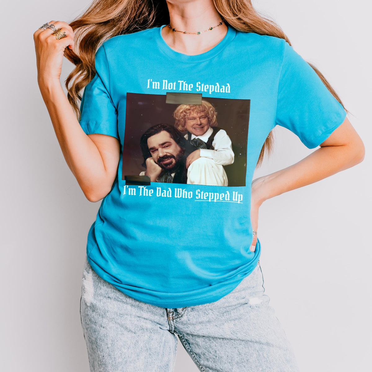 Laszlo & Baby Colin Robinson graphic shirt featuring What We Do in the Shadows Stepdad Tee