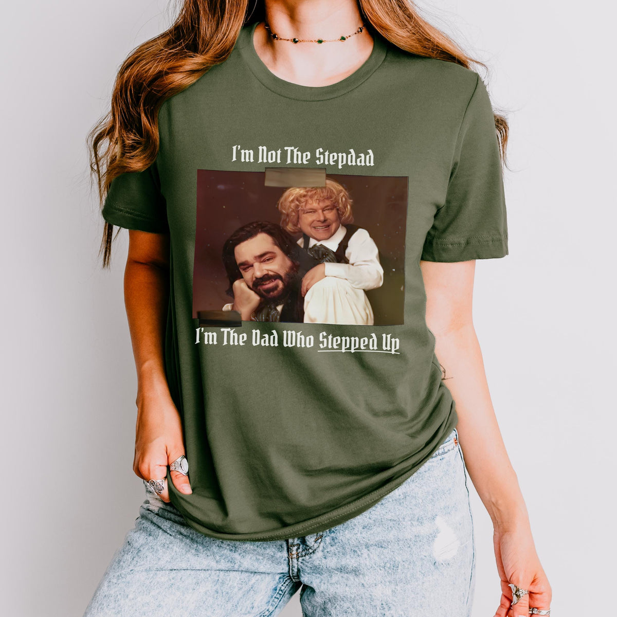 Laszlo & Baby Colin Robinson graphic shirt featuring What We Do in the Shadows Stepdad Tee