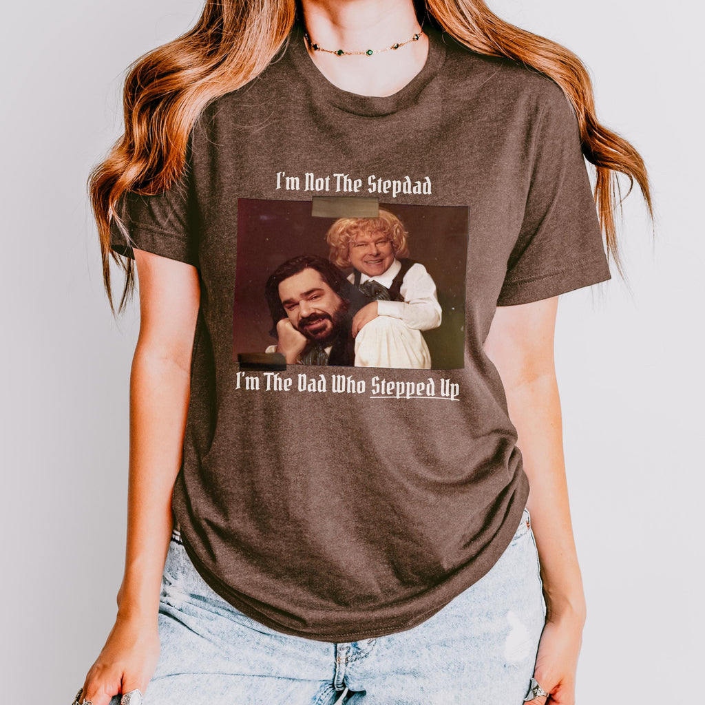 Laszlo & Baby Colin Robinson graphic shirt featuring What We Do in the Shadows Stepdad Tee